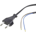 Anschlussleitung H03VV-F 2x0,75 Euro-Netzkabel schwarz Anschlussleitung H03VV-F 2x0,75 Euro-Netzkabel schwarz