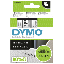 Dymo Band 12mm Schwarz-Transparent,