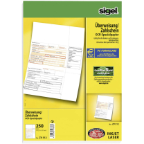 Sigel PC-&Uuml;berweisung/Zahlschein, 250 Blatt