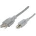 USB-Kabel TypA-Stecker/TypB-Stecker 1,80m Silber (transparent)