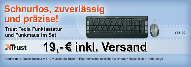 Trust Tecla Funktastatur und Funkmaus Wireless Deskset